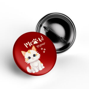Meow Meow Cat Pin Badge with Cute Kitten Design