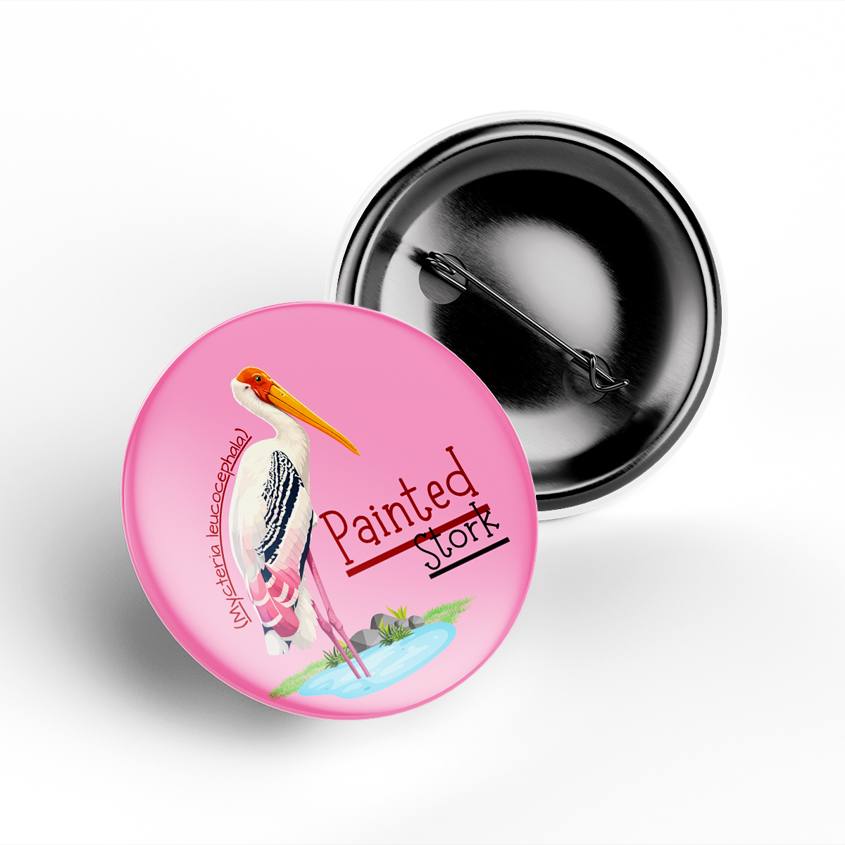 Painted Stork Metal Pin Badge