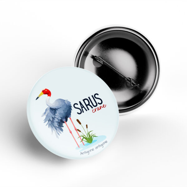 Sarus Crane Metal Pin Badge
