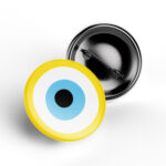 Evil Eye Protection Badge blue and yellow pin