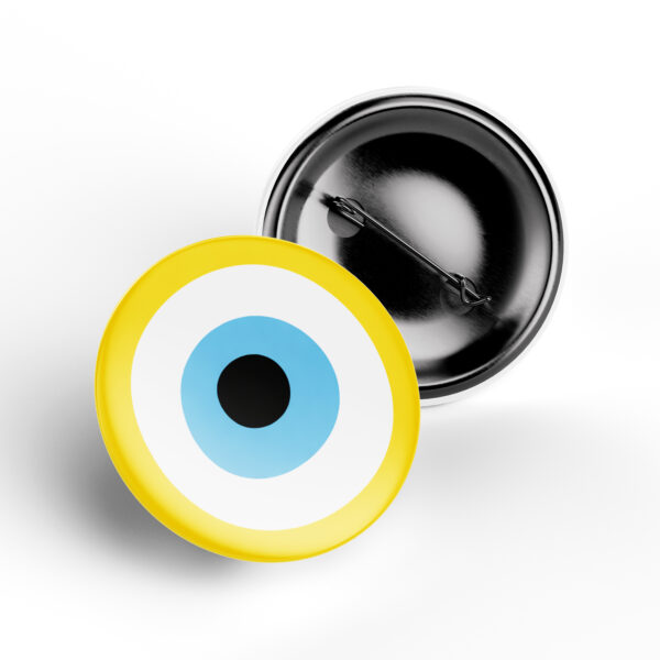 Evil Eye Protection Badge blue and yellow pin