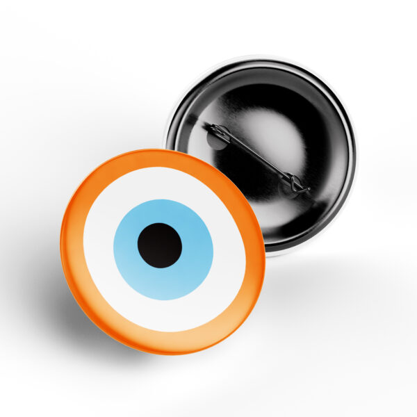 Orange Evil Eye Protection Badge saffron blue pin