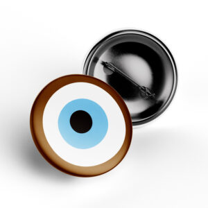 Brown Evil Eye Protection Badge glossy pin
