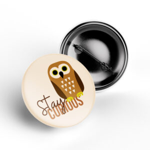Stay Curious Owl Badge beige owl illustration