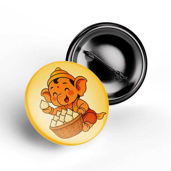 Baby Ganesha Modak Badge yellow festive design