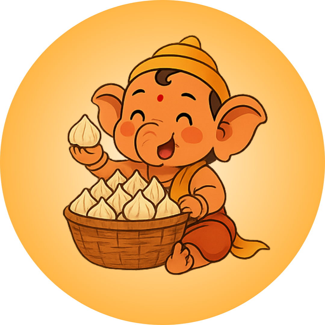 Baby Ganesha Modak Badge yellow festive design