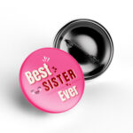 Best Sister Ever Rakhi Badge pink design