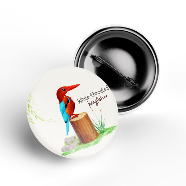 White-Throated Kingfisher Wildlife Badge bird pin