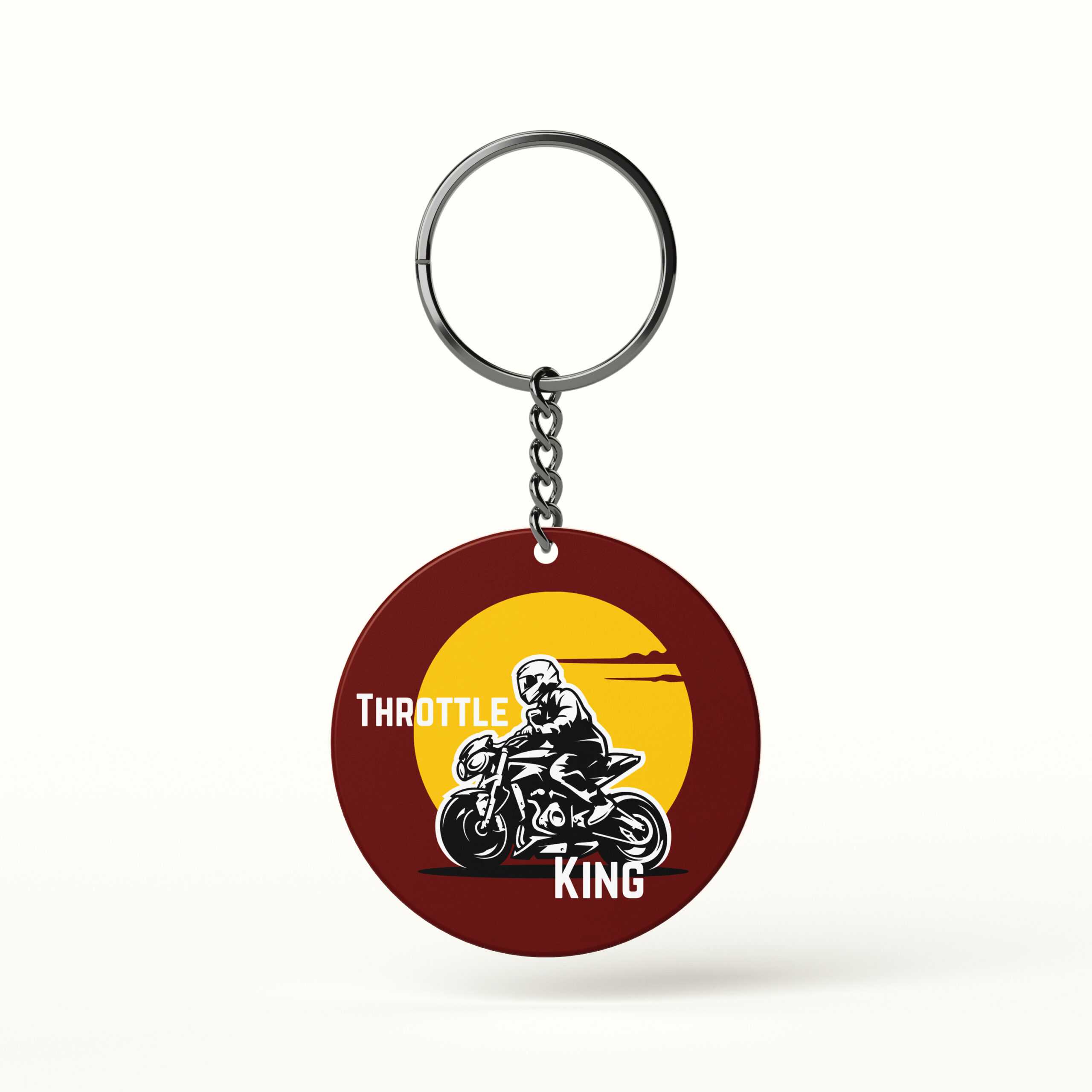 Throttle King Motorcycle Keychain biker rider illustration
