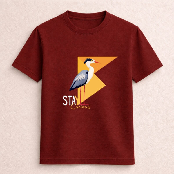 Stay Curious Heron bird graphic motivational T-shirt