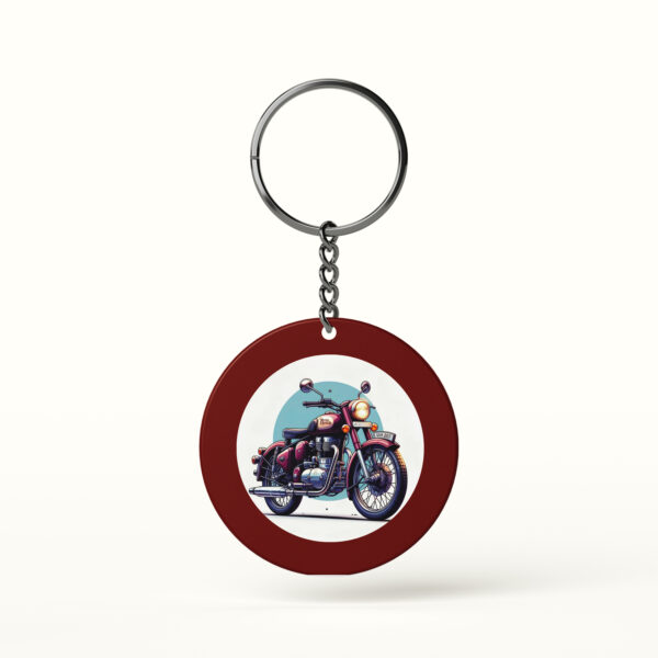 Vintage motorcycle keychain retro bike illustration