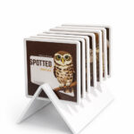 Owl bird acrylic tea coaster set of 6