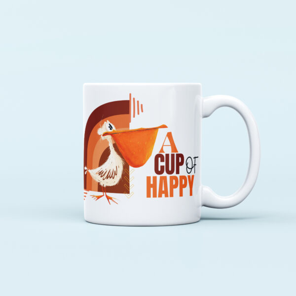 a cup of happy coffee mug bird illustration design