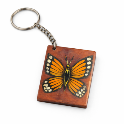 monarch butterfly wooden keychain