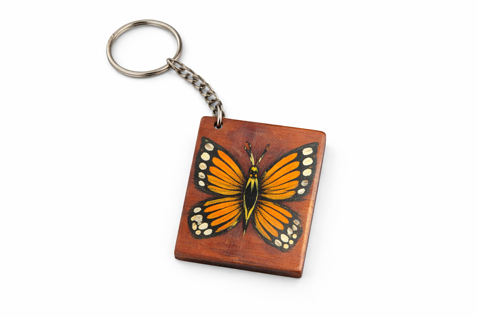 monarch butterfly wooden keychain