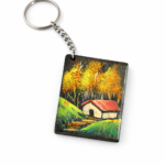 Autumn Landscape Cottage Keychain