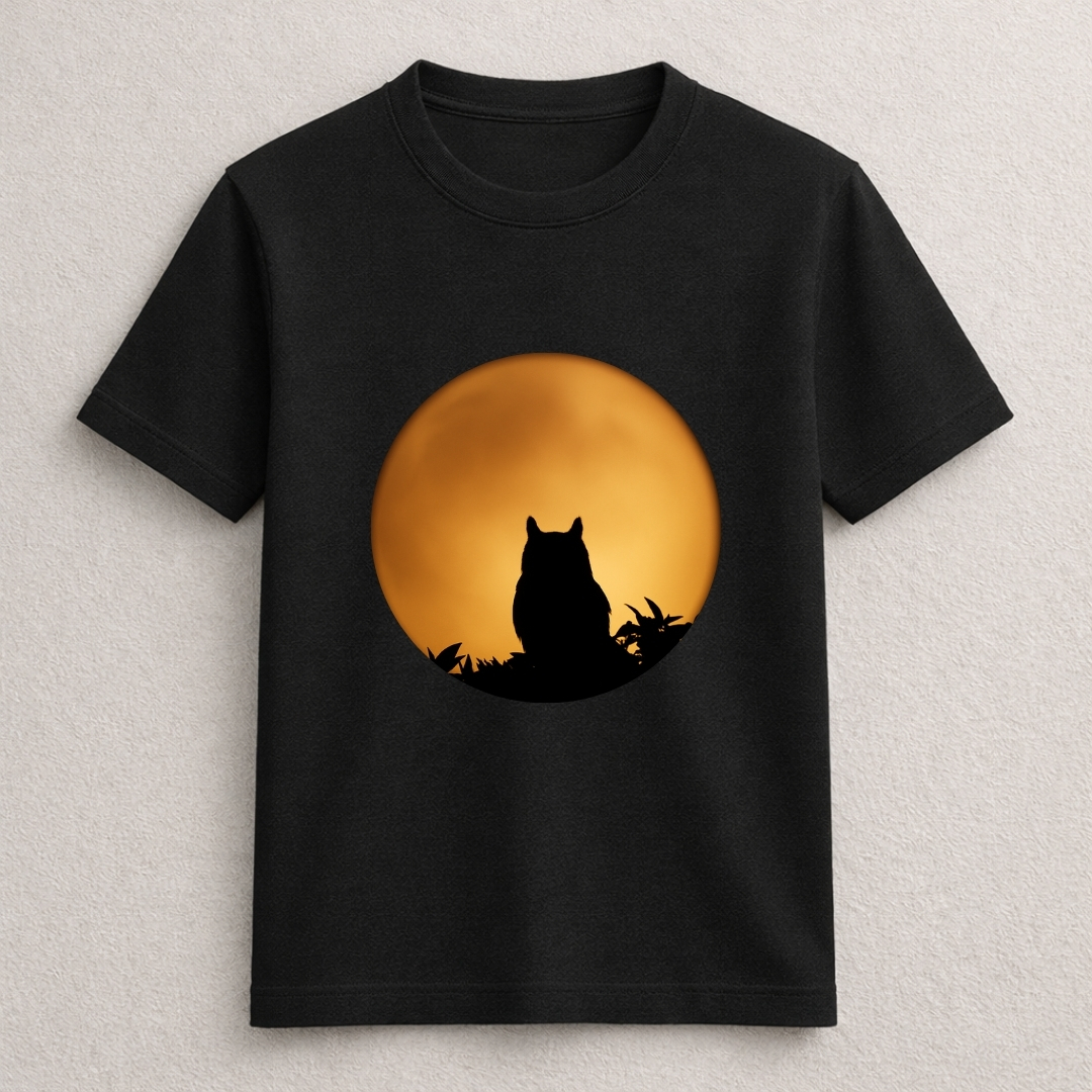 Owl silhouette moonlight aesthetic graphic T-shirt