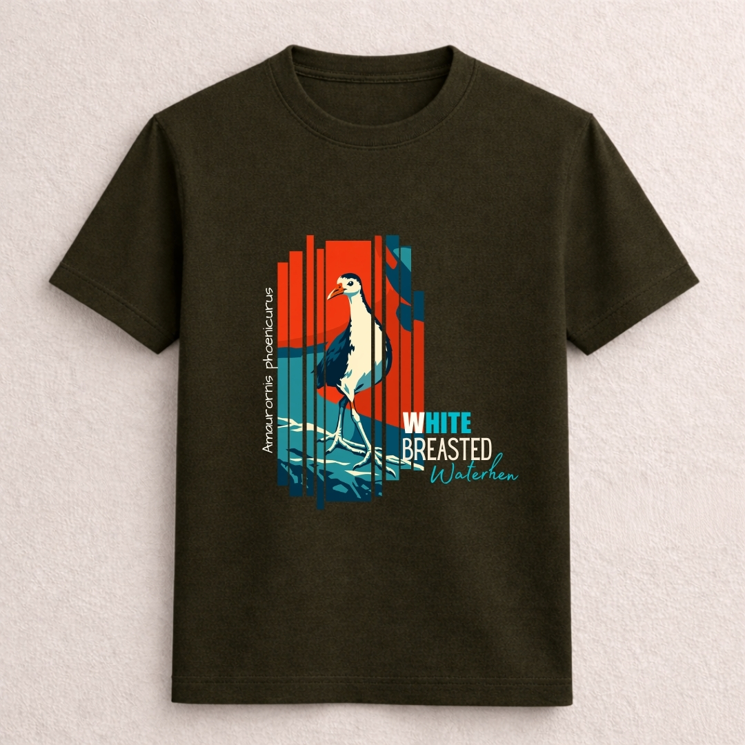 White Breasted Waterhen Bird Graphic Nature T-Shirt - Image 3