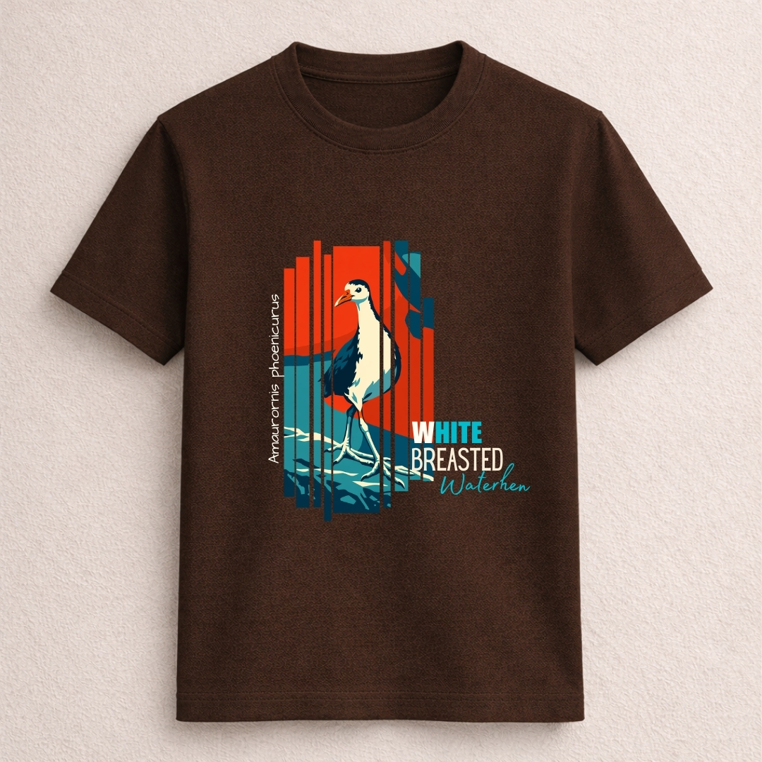 White Breasted Waterhen Bird Graphic Nature T-Shirt - Image 2