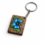 butterfly art wooden keychain design