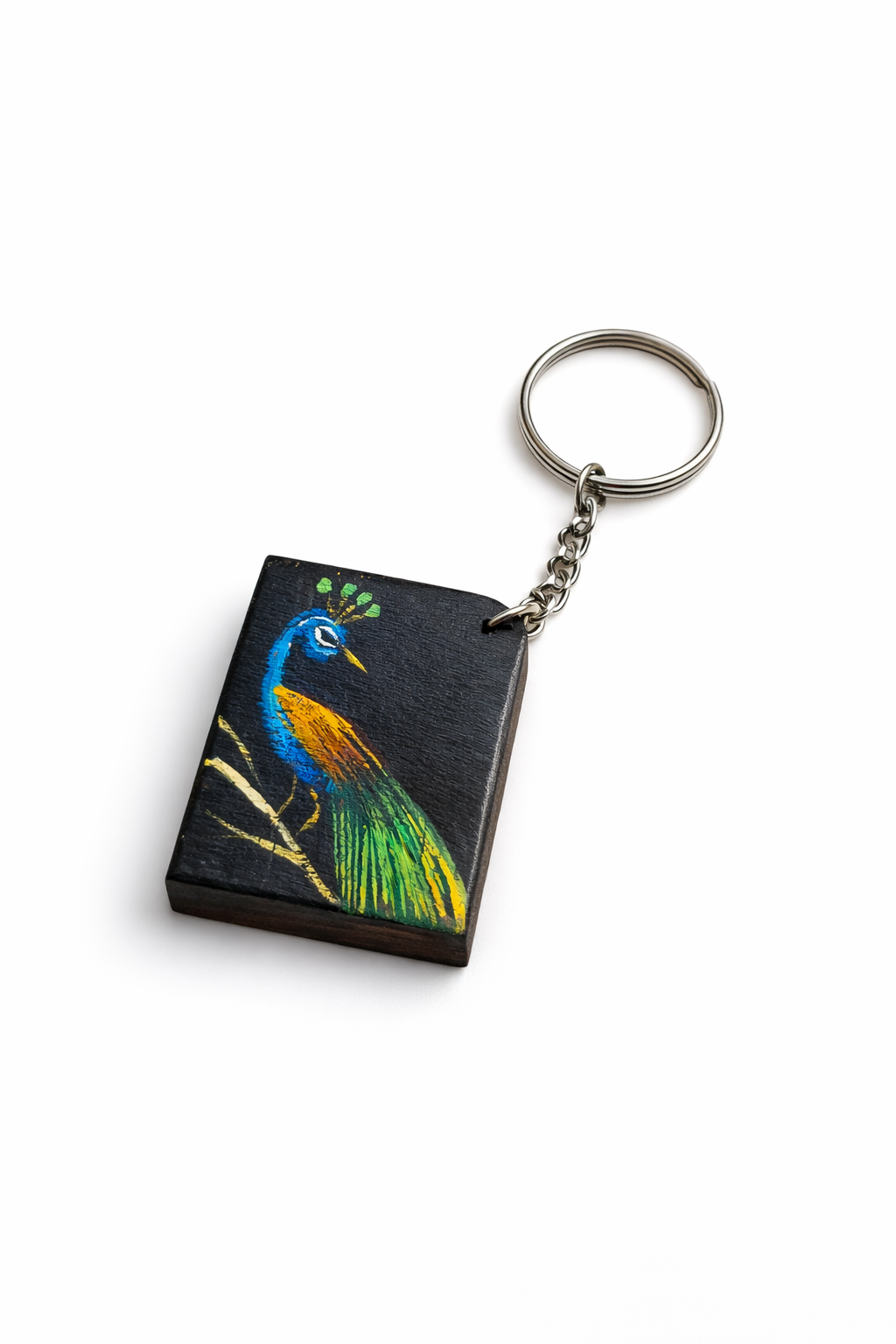 custom peacock wooden keychain