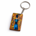 tribal art wooden keychain design