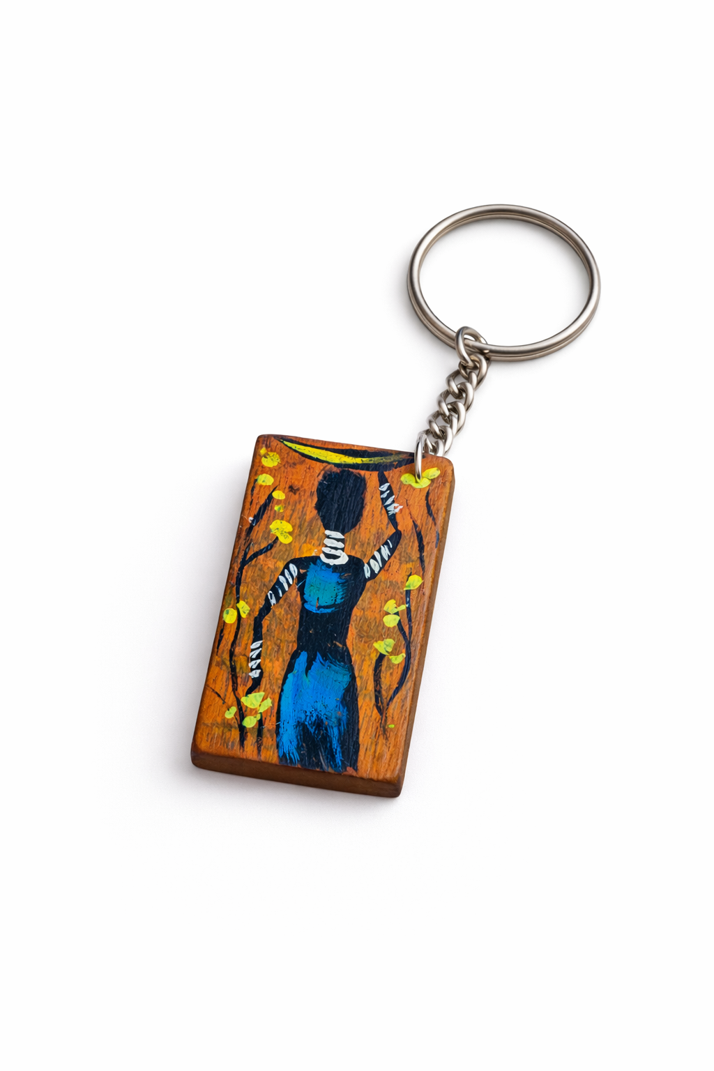 tribal art wooden keychain design