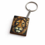 lion wooden keychain design