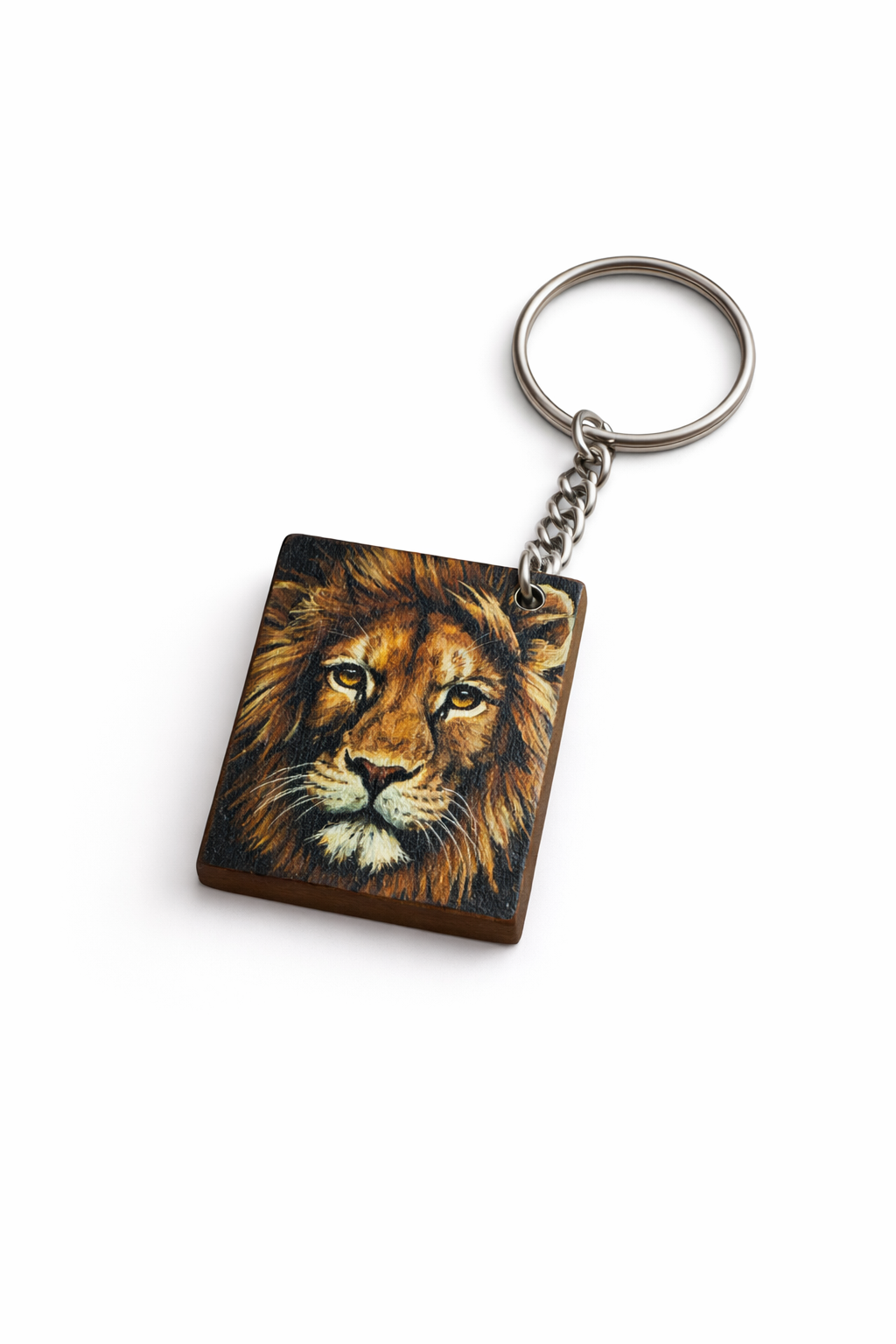 lion wooden keychain design