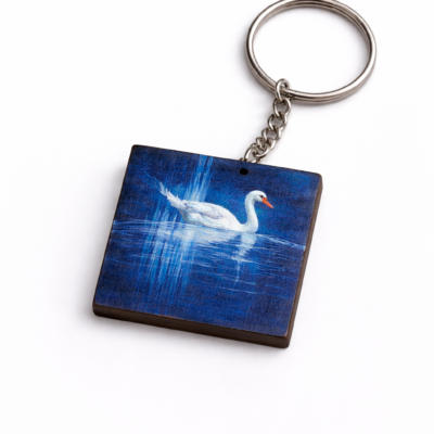 swan wooden keychain design