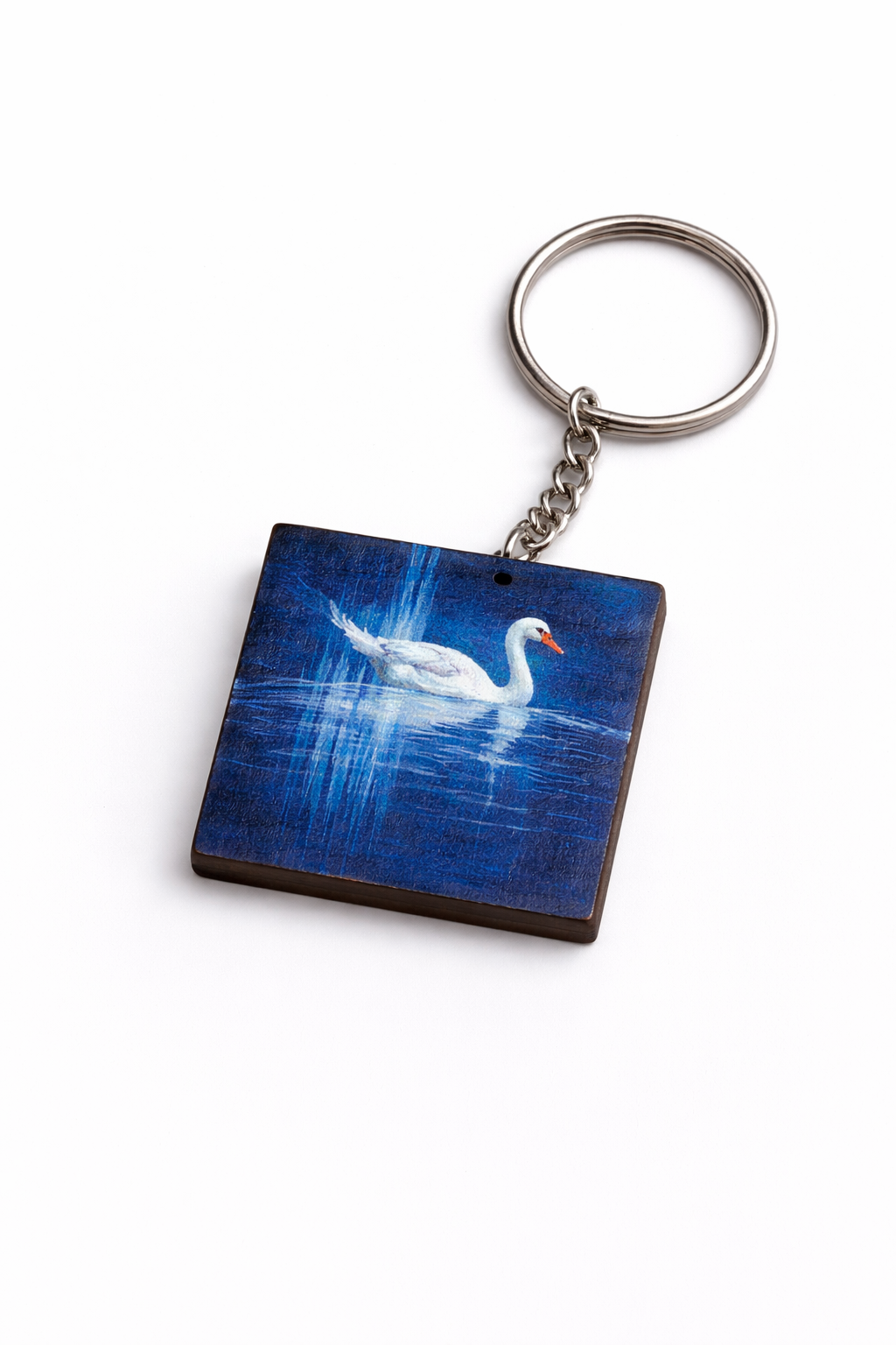swan wooden keychain design