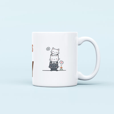 cute stacked cats printed mug kawaii design