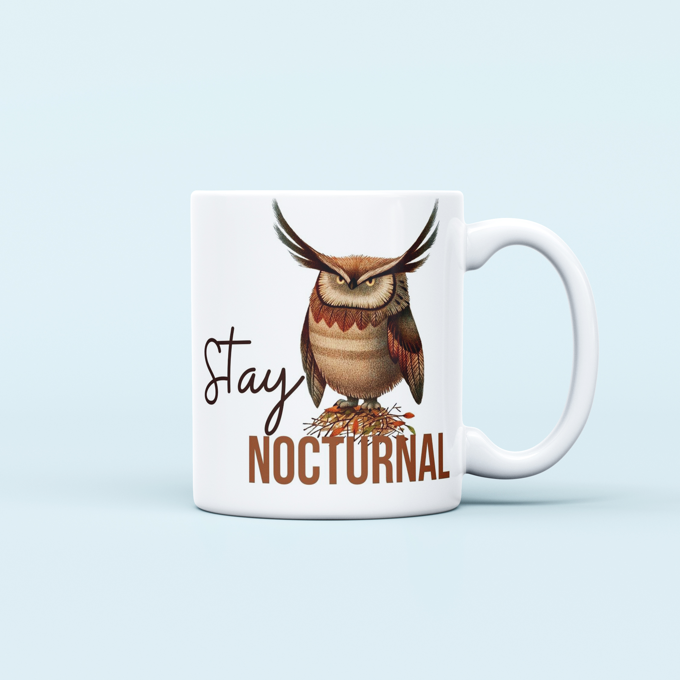 stay nocturnal owl printed mug aesthetic design
