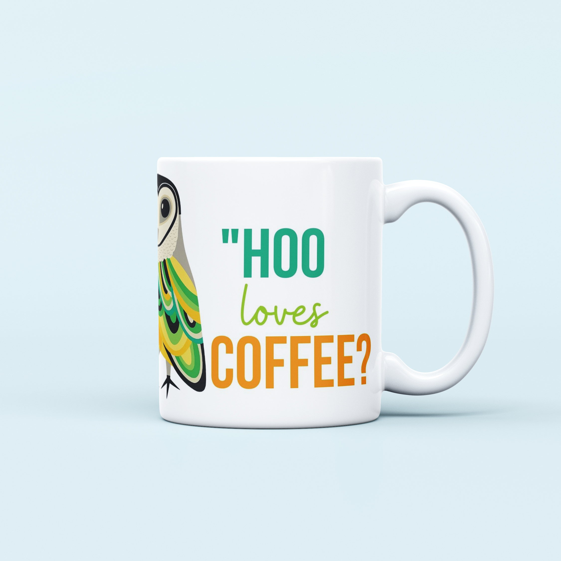 hoo loves coffee owl printed mug