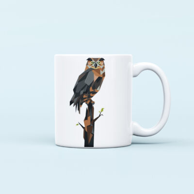 geometric owl art printed mug