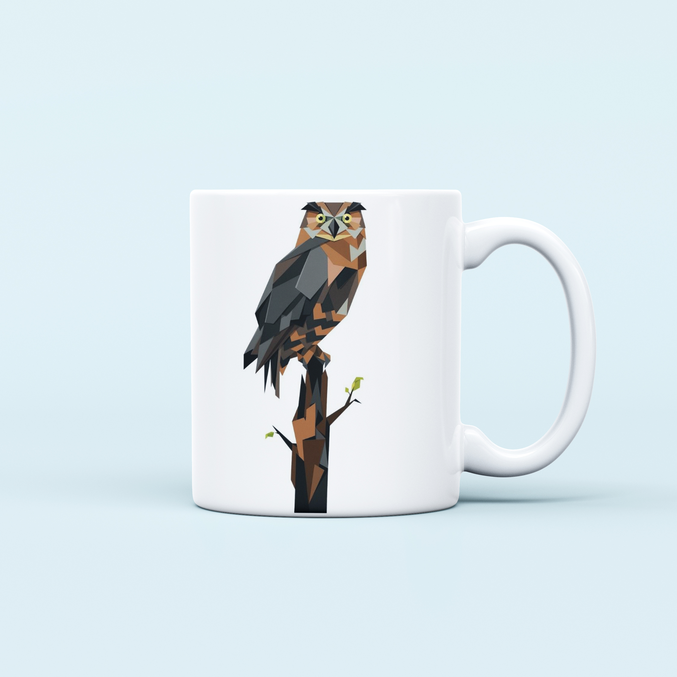 geometric owl art printed mug