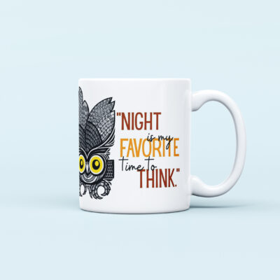 night think owl quote printed mug
