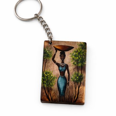traditional cultural art wooden keychain design