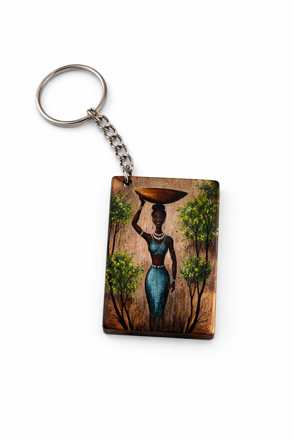 traditional cultural art wooden keychain design