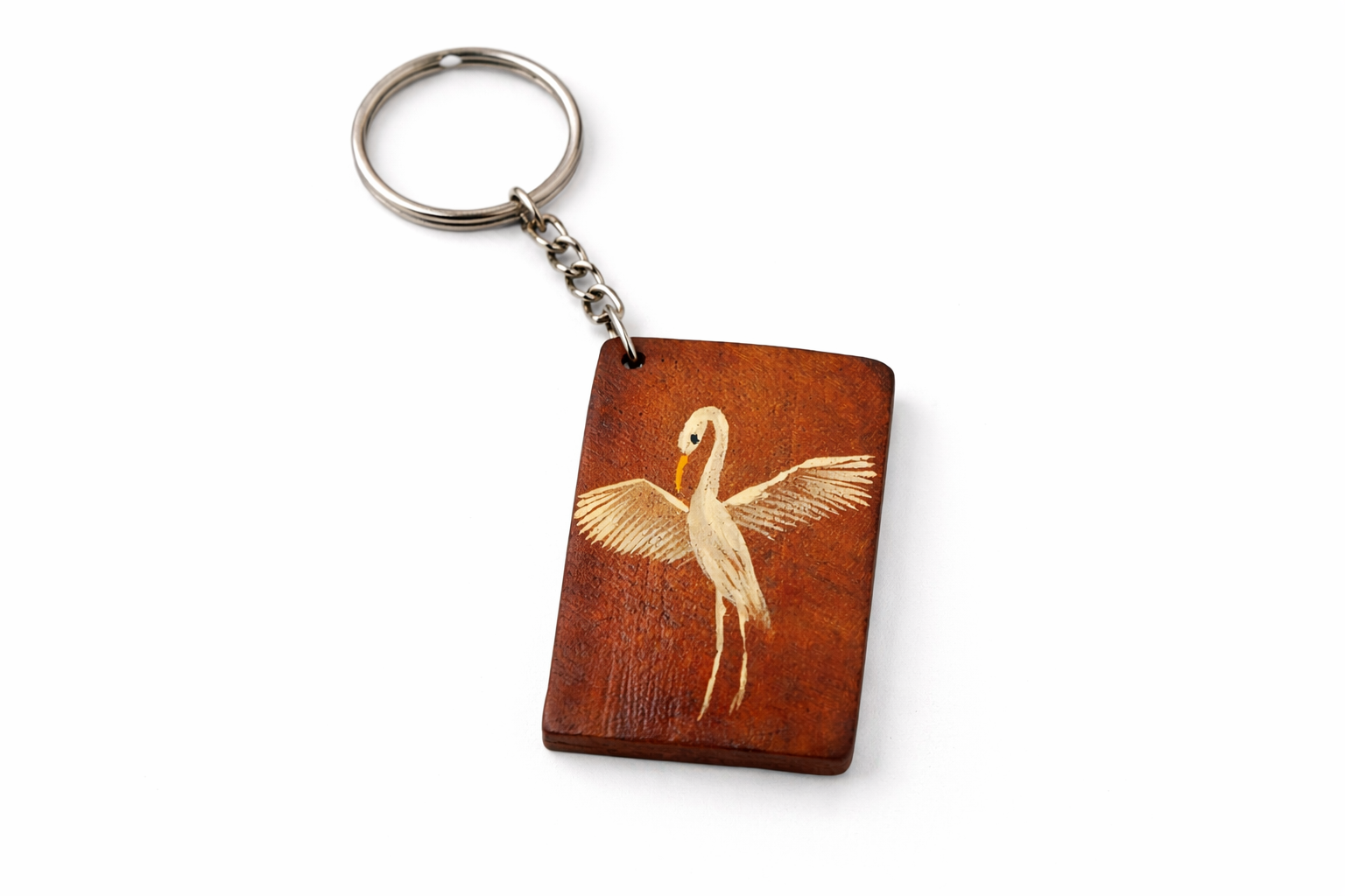 swan art wooden keychain design