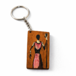 tribal woman painting wooden keychain design