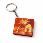 tropical hut wooden keychain