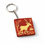 deer art wooden keychain