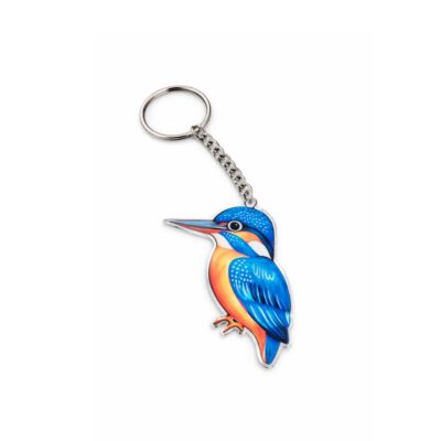 blue kingfisher bird acrylic keychain colorful design