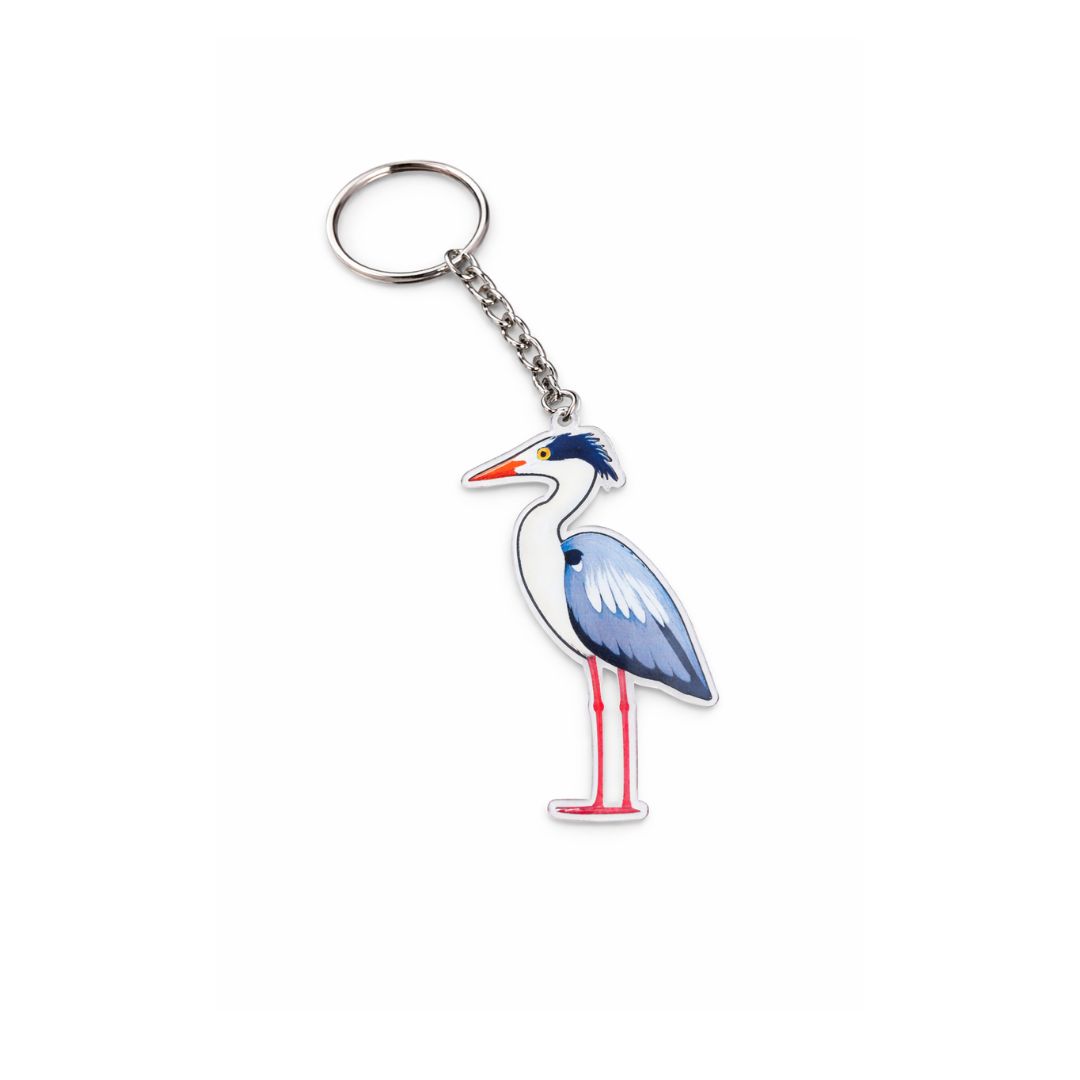 heron bird acrylic keychain minimal design