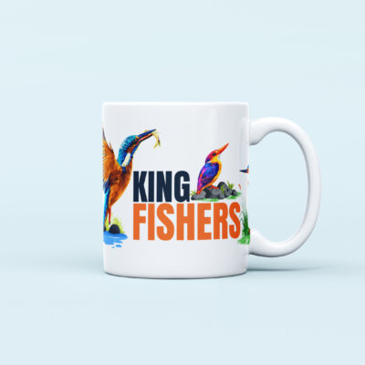 King Fishers Mug with colorful bird design