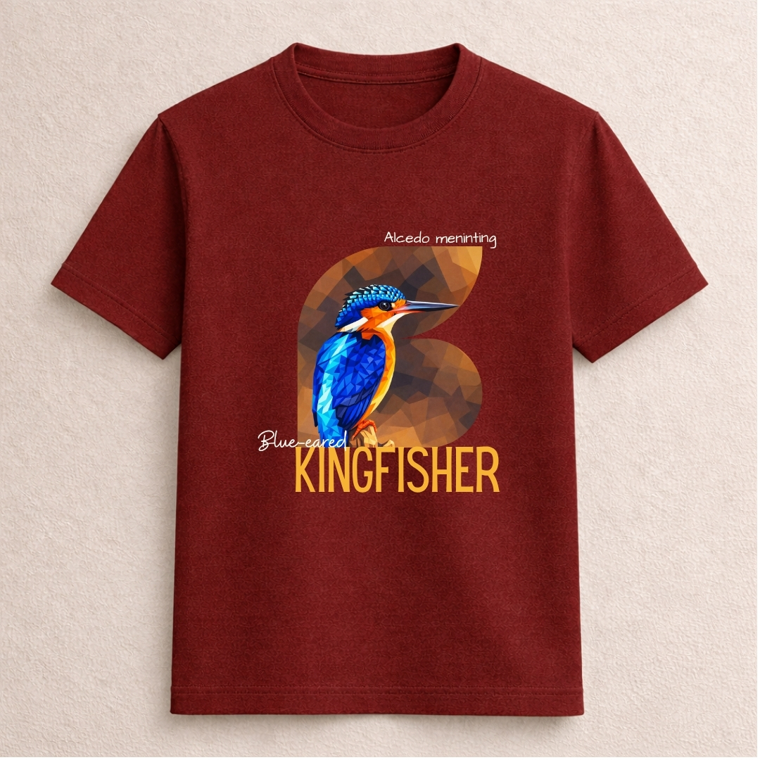 Blue-Eared Kingfisher Graphic Wildlife T-Shirt - Image 3