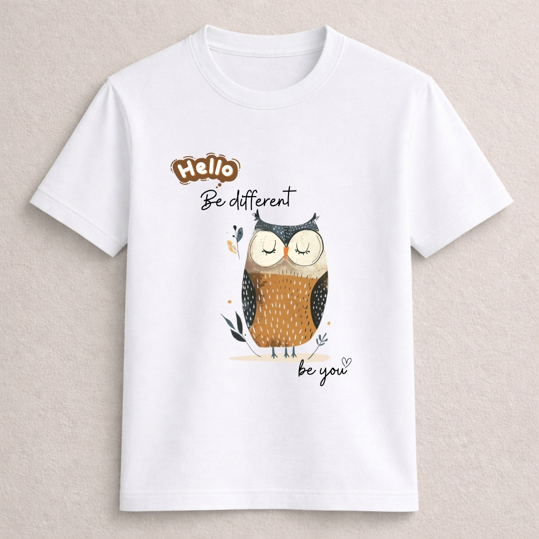 Hello Be Different Owl T-Shirt Graphic Design