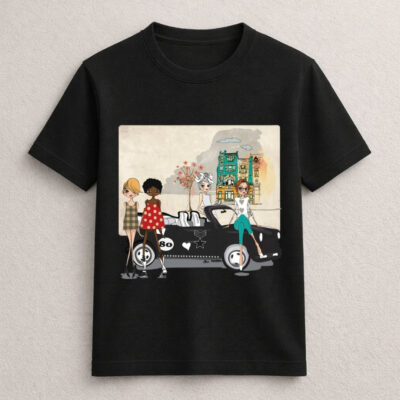 Fashion Friends Graphic T-Shirt with Vintage Car Design