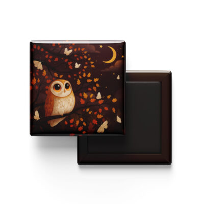 autumn night owl fridge magnet